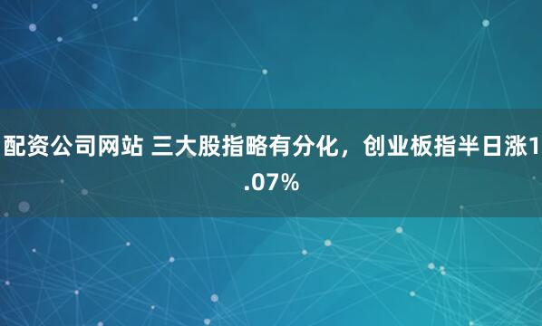 配资公司网站 三大股指略有分化，创业板指半日涨1.07%