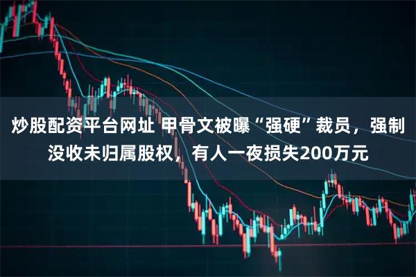 炒股配资平台网址 甲骨文被曝“强硬”裁员,强制没收未归属股权,有人一夜损失200万元